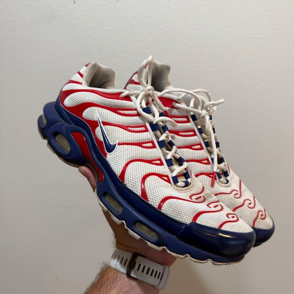 Nike Air Max Plus TN USA White Red Deep Royal Blue CZ9167-100 Mens Size 12